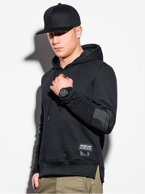Črn pulover trendovskega dizajna B1075