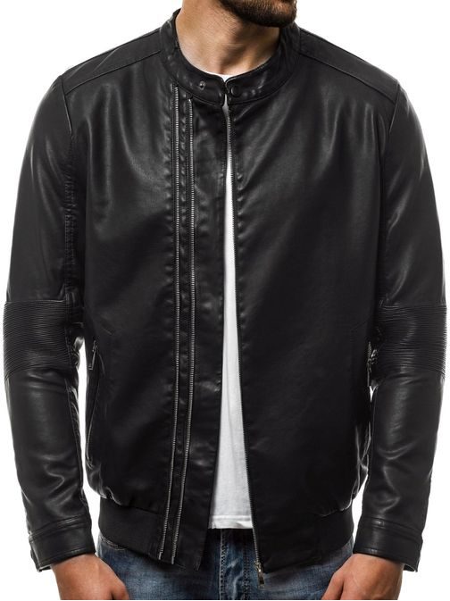 Edinstvena jakna iz umetnega usnja OZONEE JB/1073K črna