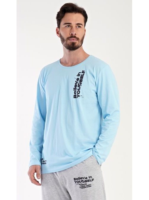 Dolga modra moška pižama Henry