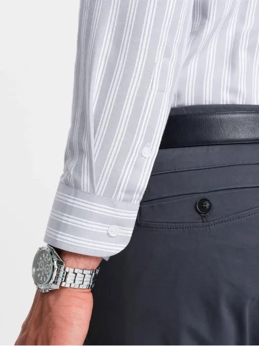 Siva srajca z majhnimi črtami V1 SHOS-0171