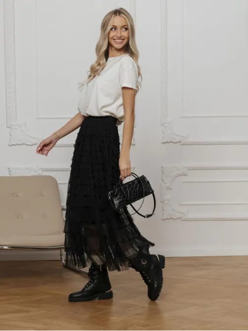 Modno črno midi krilo GLR018