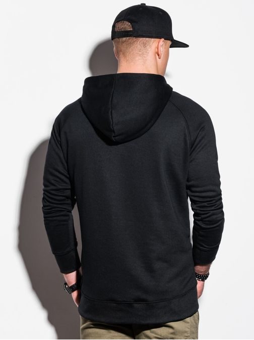 Udoben črn pulover s kapuco B1085