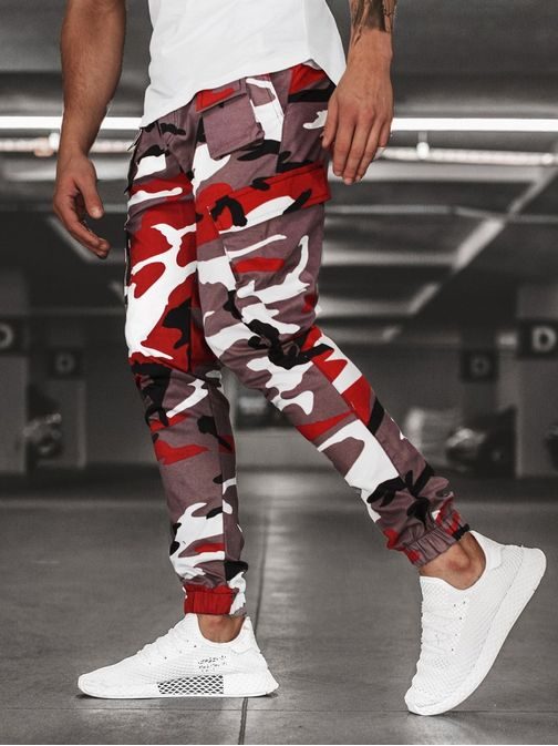 Moderne army bordo-bež jogger hlače G/2788