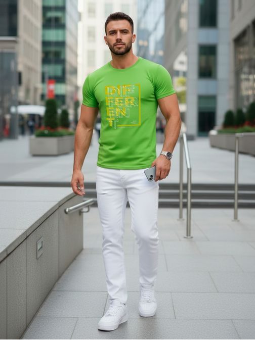 Zelena moška majica z napisom DIFFERENT