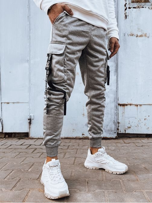 Edinstvene sive jogger hlače z dekorativnimi elementi