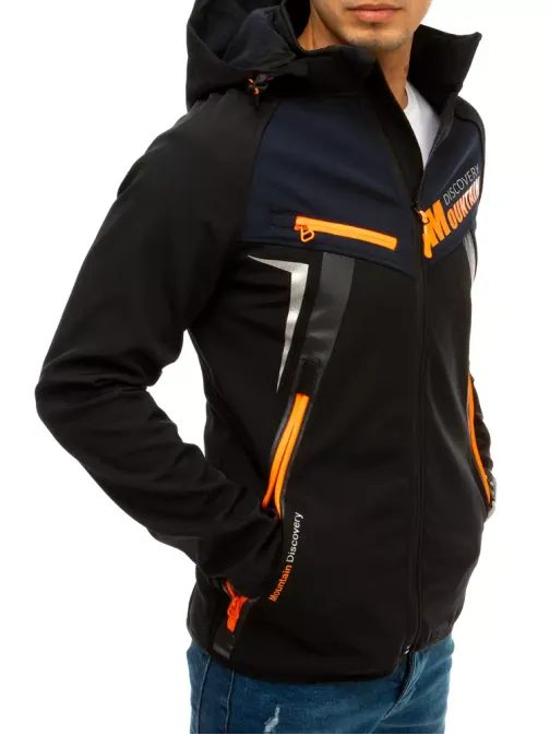 Trendovska prehodna črna softshell jakna z oranžnim kontrastom -  Pravimoski.si