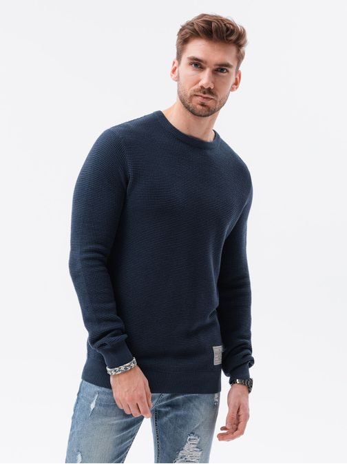 Temno moder eleganten pulover E185