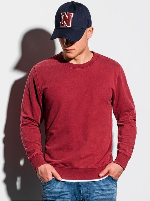 Udoben rdeč pulover brez kapuce B1023