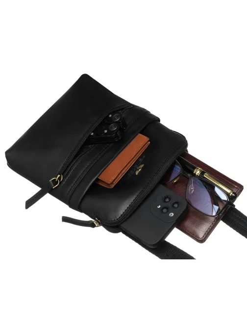 Črna usnjena moška torba Peterson