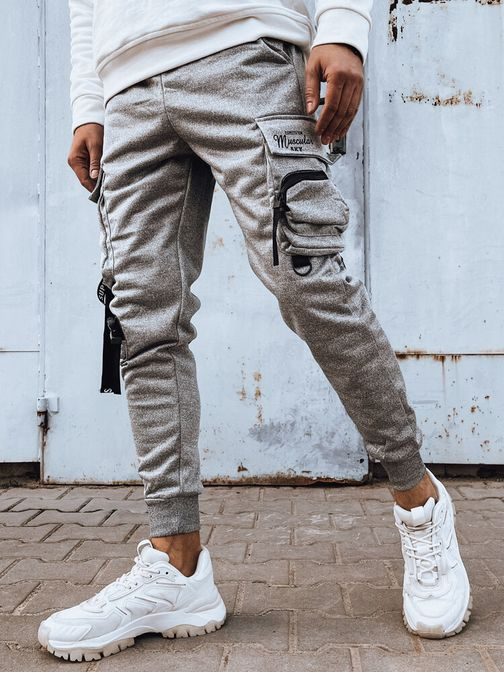 Edinstvene sive jogger hlače z dekorativnimi elementi