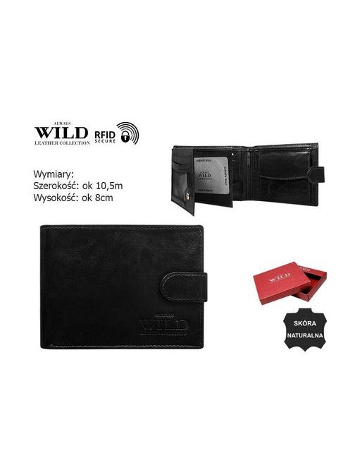Črna denarnica WILD z zaponko