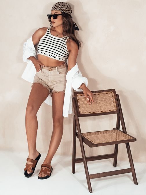 Originalne ženske bež denim kratke hlače Sunylook