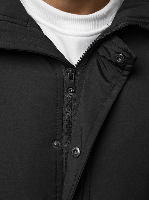 Črna zimska bunda s kapuco JS/M2019/392