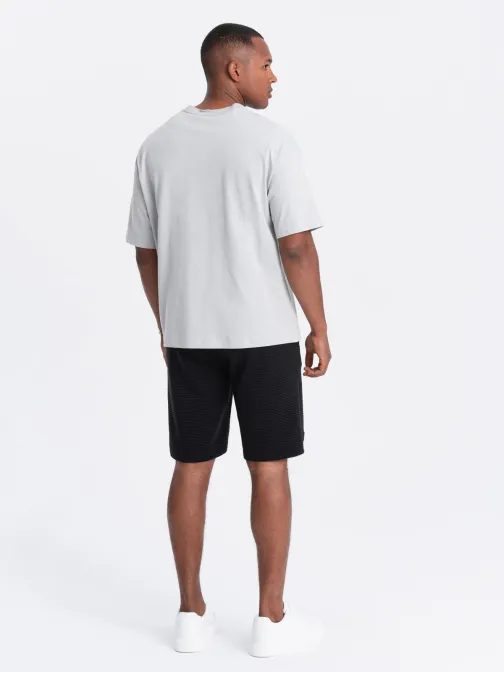 Črne kratke hlače s pletenim videzom V4 SRSK-0150