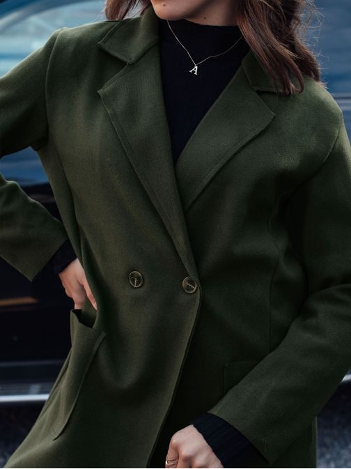 Ženski dolgi olivni oversize plašč Linnore