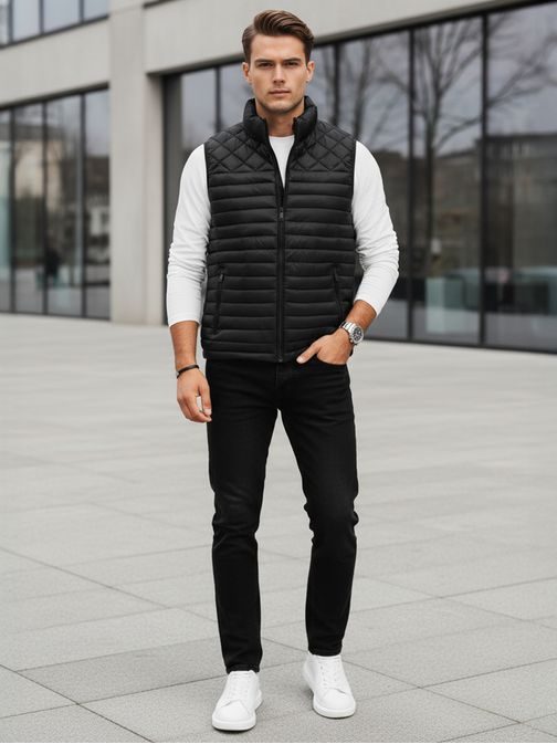 Moderen črn moški telovnik brez kapuce