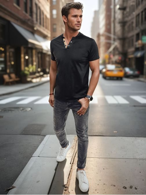 Udobna modna črna polo majica