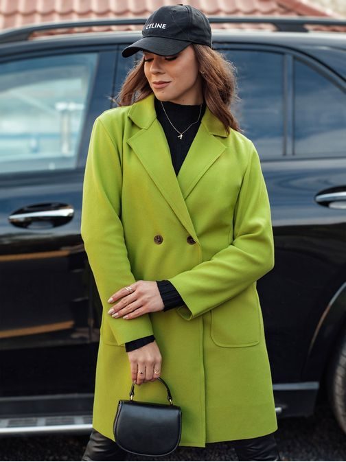 Ženski dolg oversize plašč limete barve Linnore