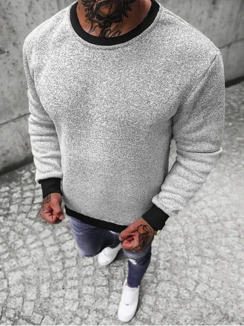 Moderen pulover brez kapuce v sivi barvi JS/22056