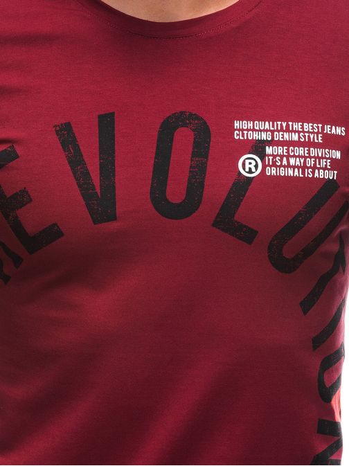 Temno rdeča majica iz bombaža Revolution S1718