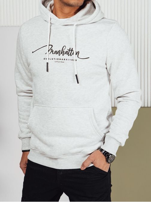 Modni siv pulover z napisom Manhattan