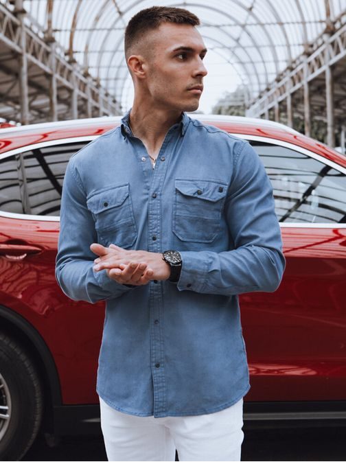 Atraktivna jeans srajca v modri barvi