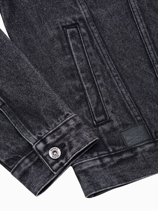Jeans jakna v črno-beli barvi s potiskom C525