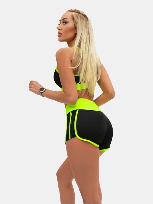 Moderen ženski športni komplet v črno-neonsko rumeni barvi O/XL011/26Z