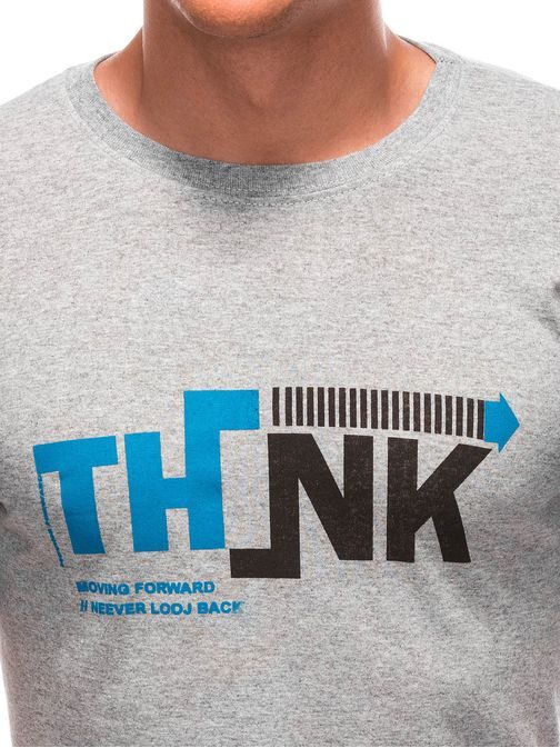 Trendovska siva majica z napisom Think S1898