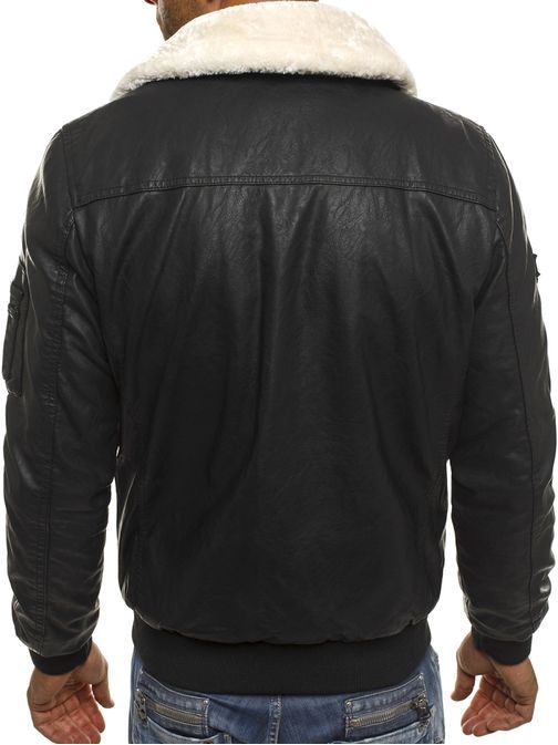 Črna jakna iz umetnega usnja O/4811Z