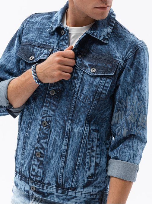 Jeans jakna v indigo barvi s potiskom C525