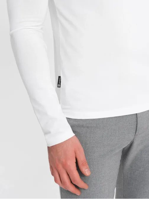 Modna bela majica z dolgimi rokavi in logotipom V1 LSCL-0102