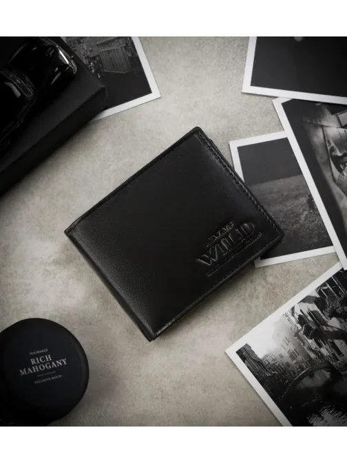 Elegantna črna usnjena denarnica za moške