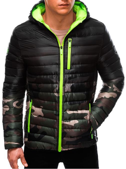 Modna zelena jakna v army vzorcu C319