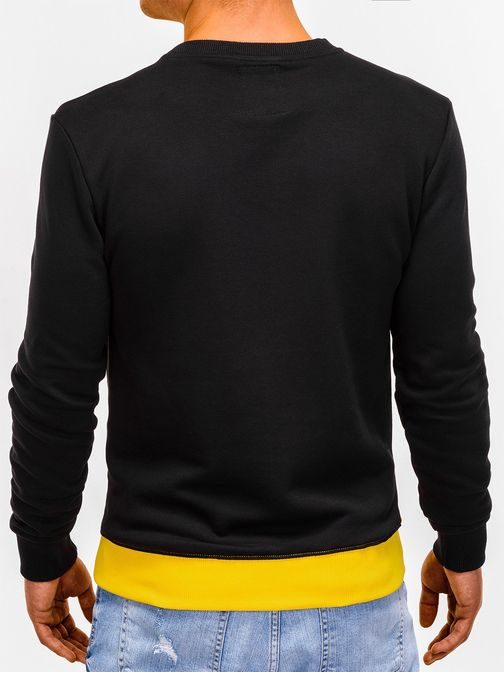 Črn zanimiv pulover s potiskom b927