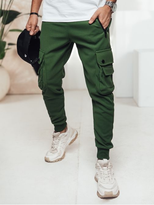 Zelene hlače z žepi za moške