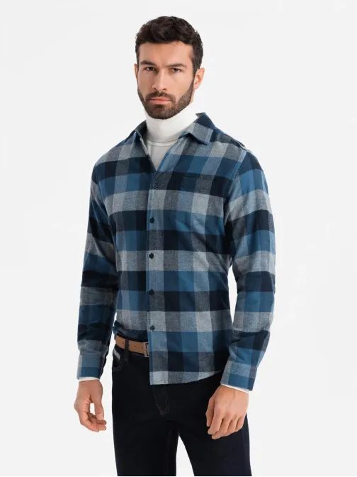 Originalna flanelna karo modra srajca V4 SHCS-0150