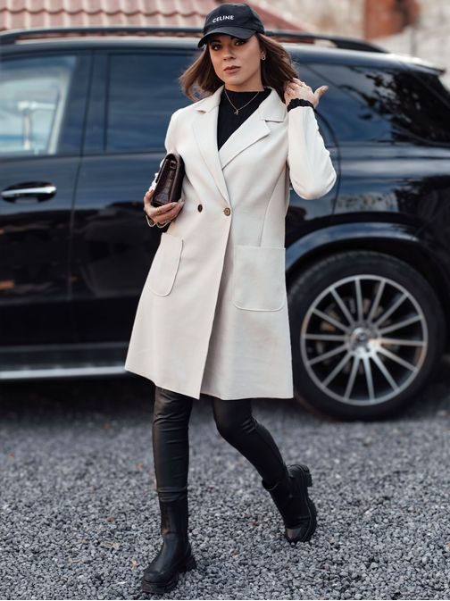 Ženski dolg bež oversize plašč Linnore