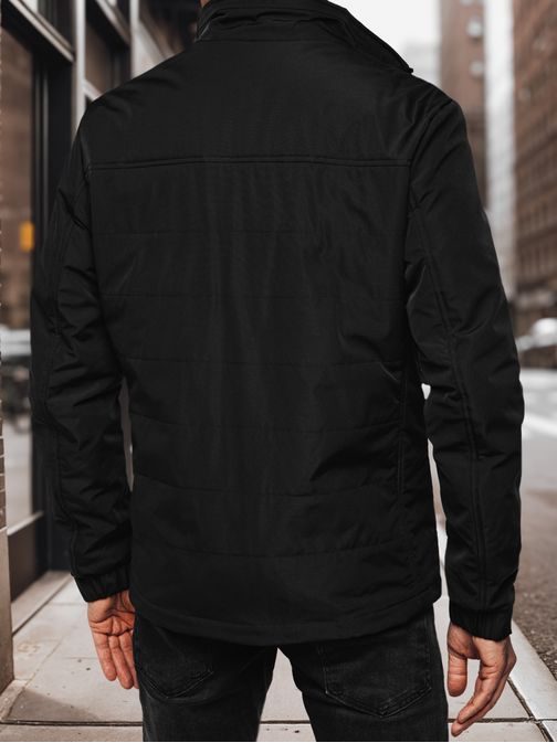 Moška prehodna črna jakna brez kapuce