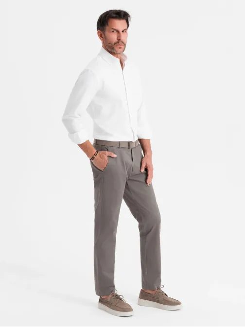 Sive hlače chinos z drobno teksturo V1 PACP-0184