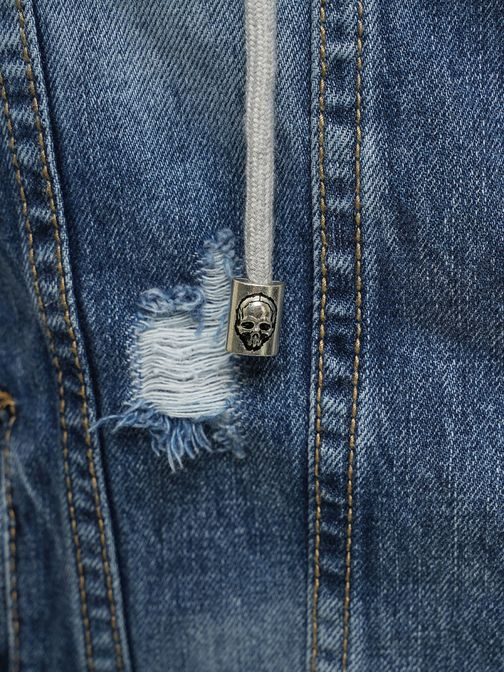 Stilska nebeško modra jeans jakna s kapuco NB/MJ505BZ
