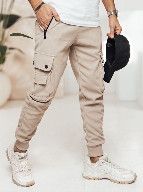 Bež hlače z žepi za moške