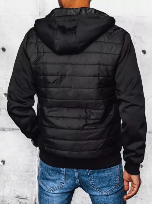 Črna prehodna jakna s kapuco