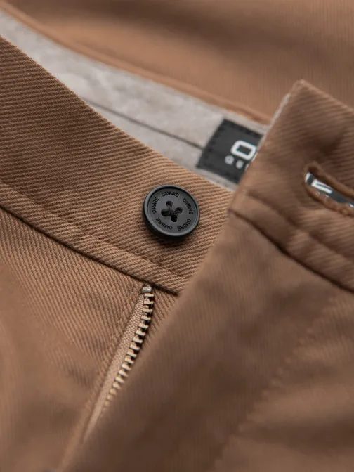 Chinos rjave hlače klasičnega kroja z nežno strukturo V2 PACP-0190