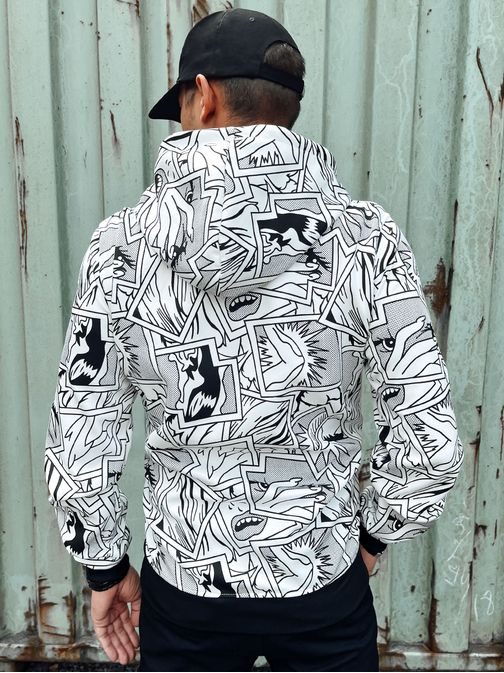 Bel moški pulover z zanimivim potiskom