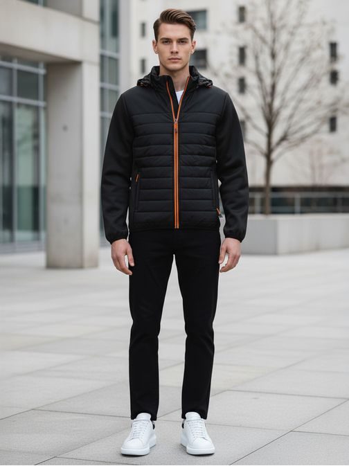 Moderna prešita moška jakna v črni barvi