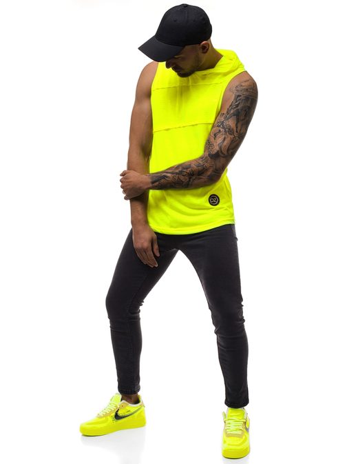 Neon-rumena majica s kapuco O/2538X