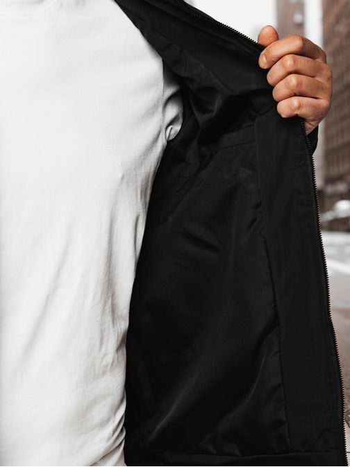 Moška prehodna črna jakna brez kapuce