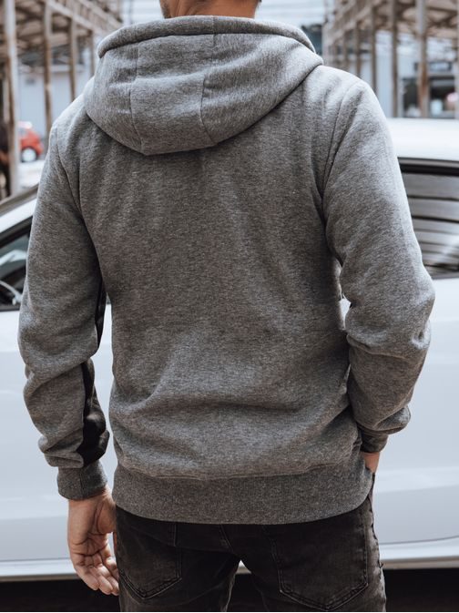 Moderen temno siv pulover s kapuco