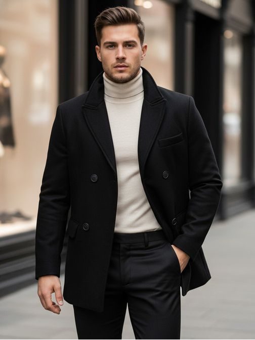 Modni črn plašč